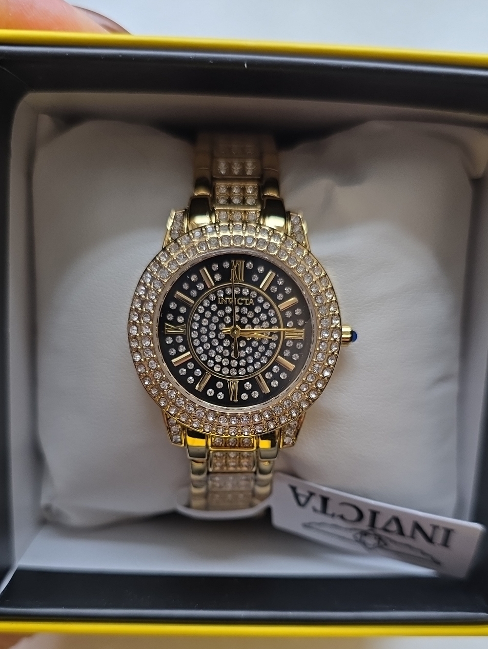 813.  Invicta Wildflower Women's Watch Gold Iced Out Crystals 32mm 69425